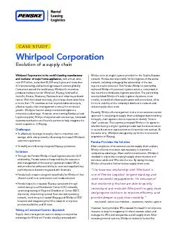 Whirlpool Corporation is the word’s leading manufactuer and marke