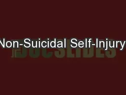 Non-Suicidal Self-Injury: