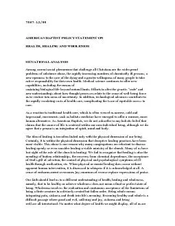 7567:12/90AMERICAN BAPTIST POLICY STATEMENT ONHEALTH, HEALING AND WHOL