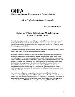 Ontario Home Economics Association For Immediate Release     on in Hea