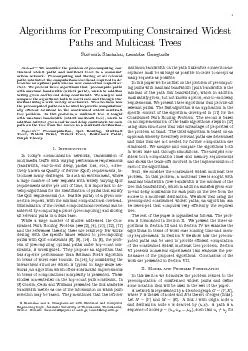 AlgorithmsforPrecomputingConstrainedWidestPathsandMulticastTreesStavro