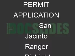 NESS VISITOR PERMIT APPLICATION          San Jacinto Ranger District /