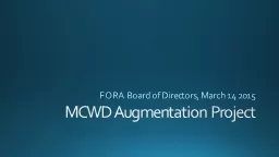 MCWD Augmentation Project