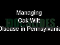 Managing Oak Wilt Disease in Pennsylvania