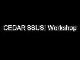CEDAR SSUSI Workshop