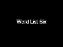 Word List Six