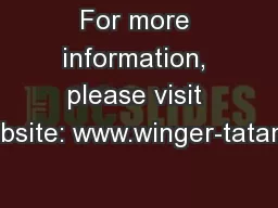 For more information, please visit our website: www.winger-tatamotors.