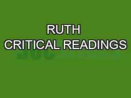 RUTH CRITICAL READINGS