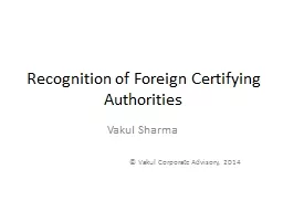 Recognition of Foreign Certifying Authorities