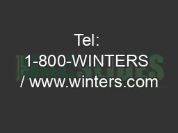 Tel: 1-800-WINTERS / www.winters.com
