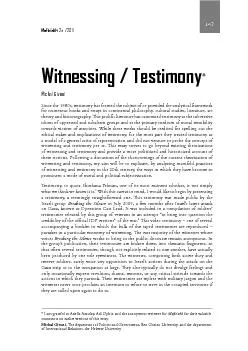 Witnessing / Testimony