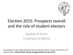 Election 2015: Prospects overall