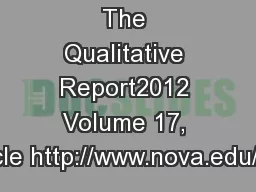 The Qualitative Report2012 Volume 17, Article http://www.nova.edu/ssss