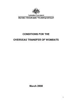 CONDITIONS FOR THE  OVERSEAS TRANSFER OF WOMBATS           March 2008