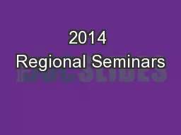 2014 Regional Seminars