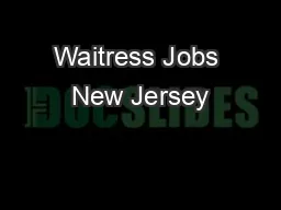 Waitress Jobs New Jersey
