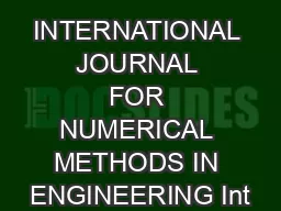 INTERNATIONAL JOURNAL FOR NUMERICAL METHODS IN ENGINEERING Int