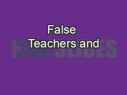False Teachers and