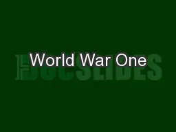 World War One