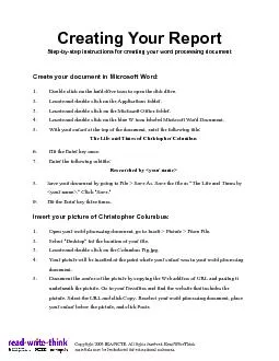 Creating Your Report