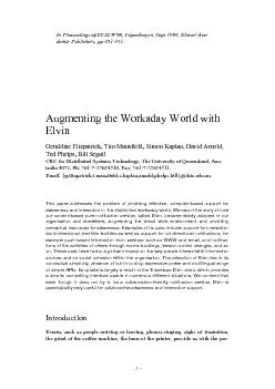 Augmenting the Workaday World withGeraldine Fitzpatrick, Tim Mansfield