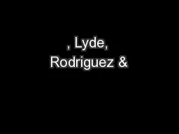 , Lyde, Rodriguez &