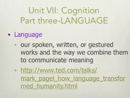 Unit VII: Cognition