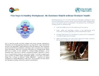 Five Keys to Healthy Workplaces: No Business Wealth without Workers' H