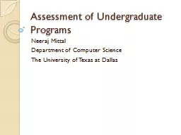 Assessment of Undergraduate Programs