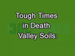Tough Times in Death Valley Soils: