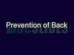 Prevention of Back