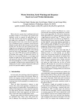 WormDetection,EarlyWarningandResponseBasedonLocalVictimInformationGuof