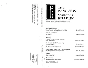 THE PRINCETON SEMINARY BULLETIN&#x/MCI; 1 ;&#x/MCI; 1 ;Z5