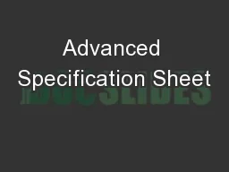 Advanced Specification Sheet
