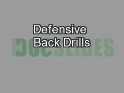 Defensive Back Drills