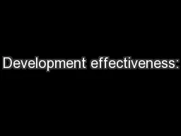 Development effectiveness:
