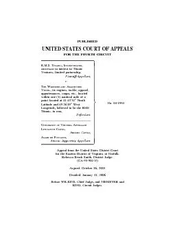UNITED STATES COURT OF APPEALSFOR THE FOURTH CIRCUIT 