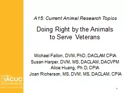 A15: Current Animal Research Topics