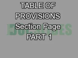 TABLE OF PROVISIONS Section Page PART 1