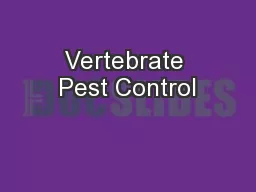 Vertebrate Pest Control
