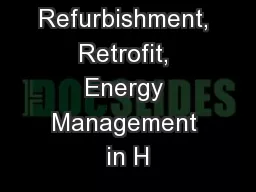 Sustainable Refurbishment, Retrofit, Energy Management in H