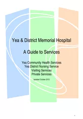 Yea & District Memorial Hospital Guide to Services October2012