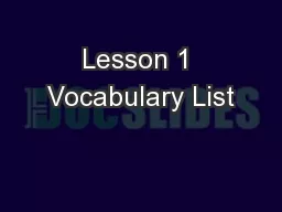 Lesson 1 Vocabulary List