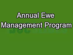 Annual Ewe Management Program