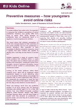 Summary To protect children from online risks, it is important to reco