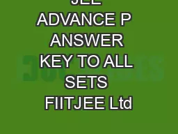 JEE ADVANCE P  ANSWER KEY TO ALL SETS FIITJEE Ltd