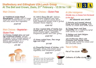 Shaftesbury and Gillingham U3A Lunch