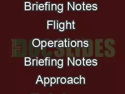 Approach Techniques Flying Stabilized Approaches Flight Operations Briefing Notes Flight