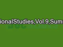 JournalofPolitics&InternationalStudies,Vol.9,Summer2013ISSN2047-765128