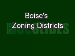 Boise's Zoning Districts
